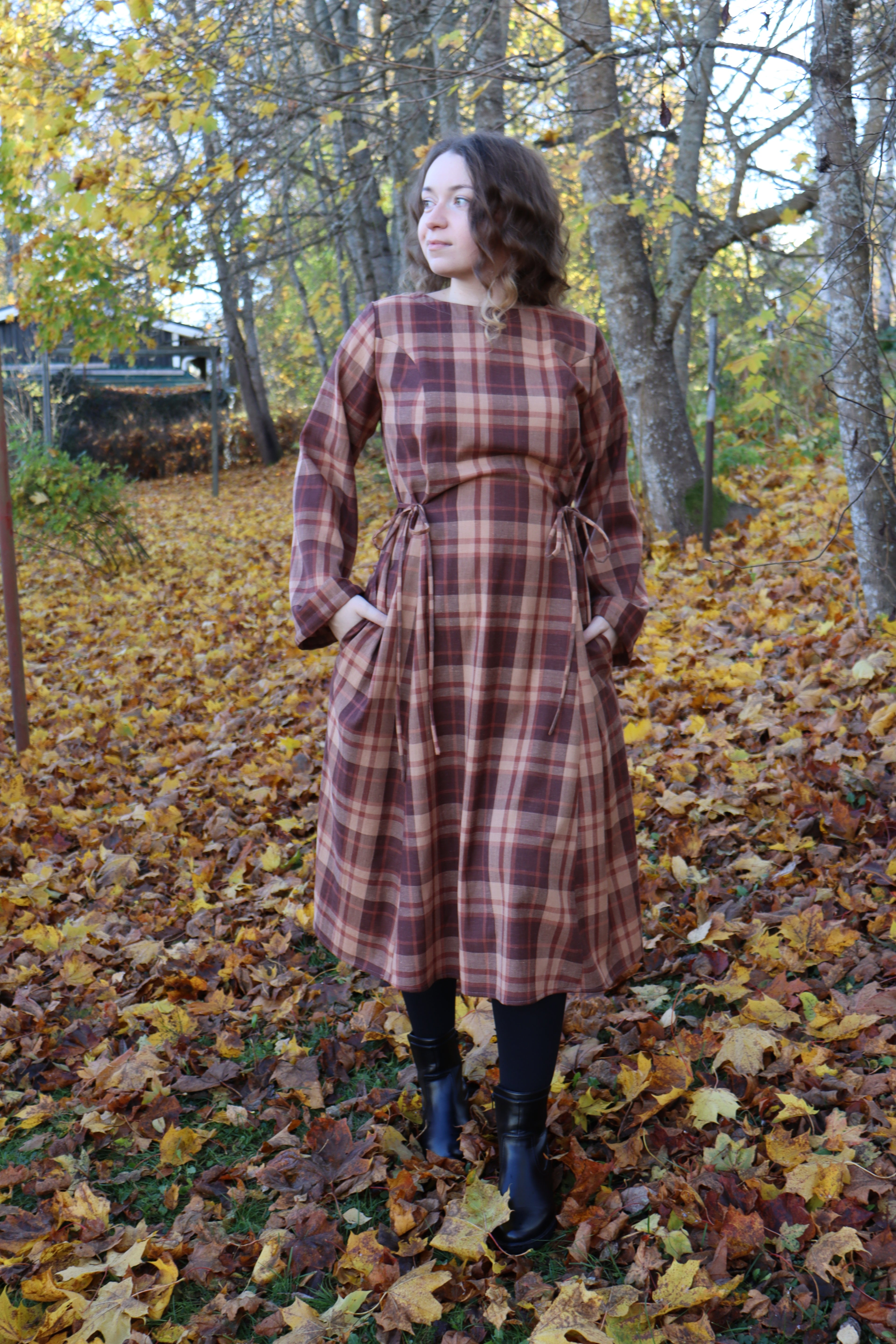 Aurelia Dress Brown Plaid Dressed by Drea Aurelia Dress Brown Plaid Dressed by Drea