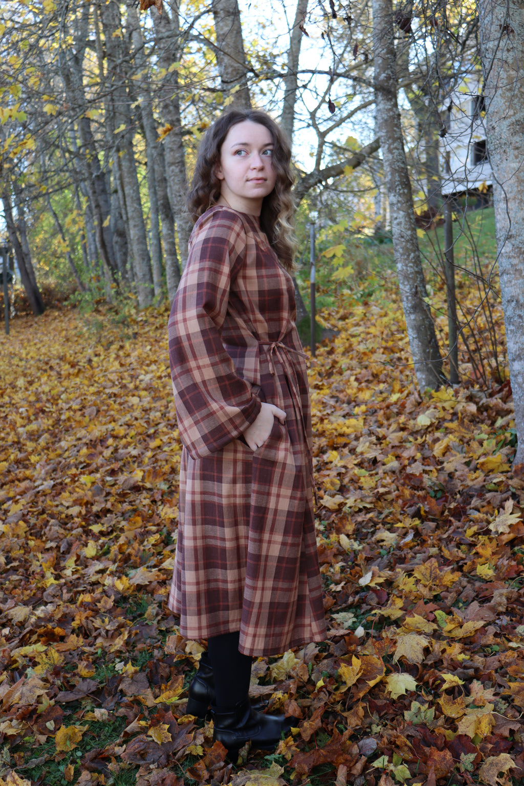 Aurelia Dress Brown Plaid